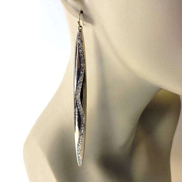 5" Gold and Crystal Chandelier Earrings Hook Chandelier Earrings Statement Hooks - Picture 2 of 8